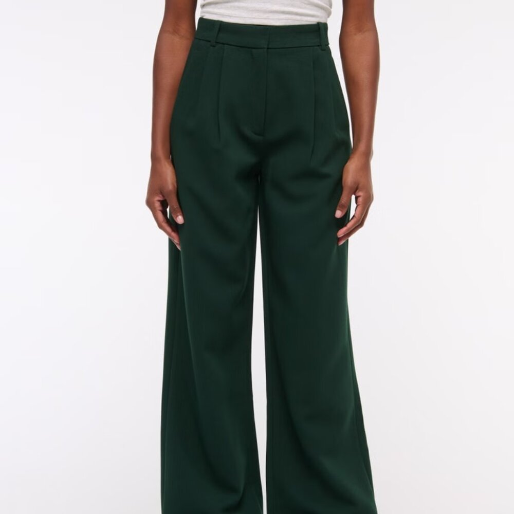 NWT A&F Sloane Tailored Wide Leg Pant (Deep Green)